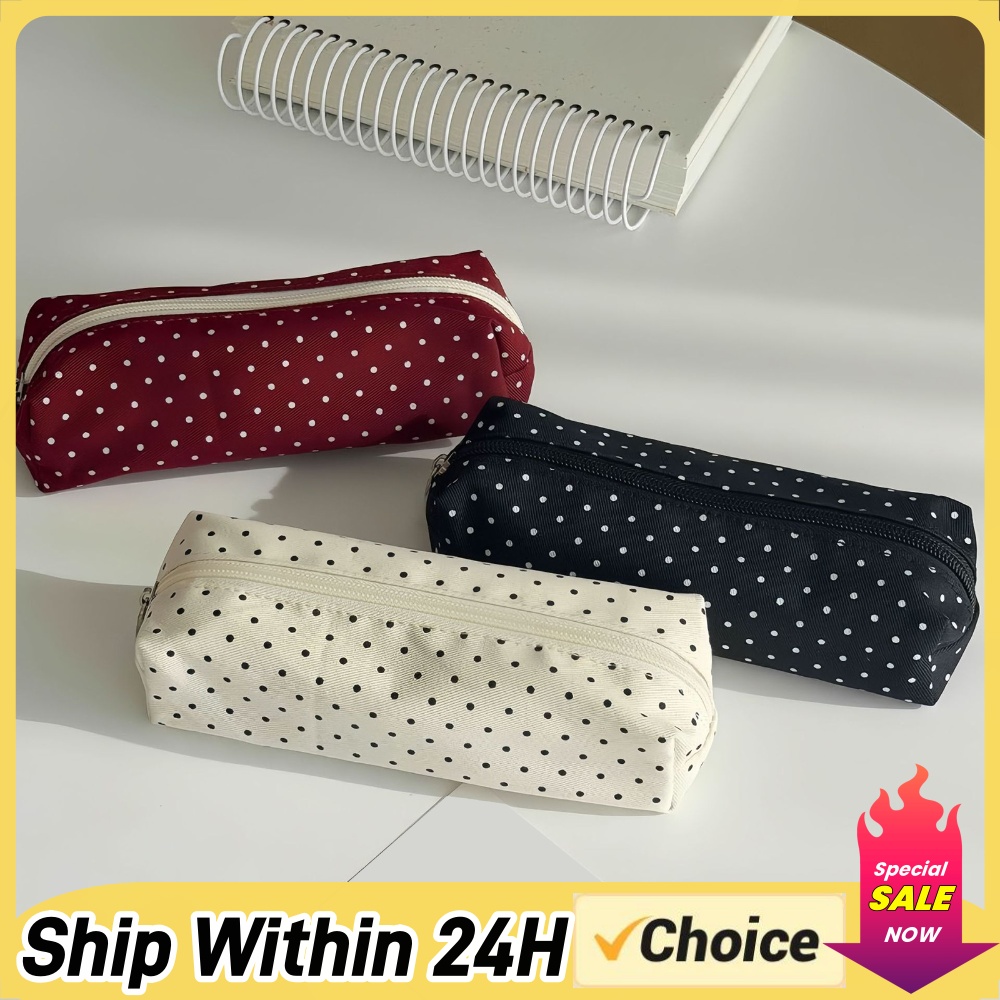 Cute Polka Dot Pencil Case Aes - Aesthetic Large Pencil Case Pouch review and price
