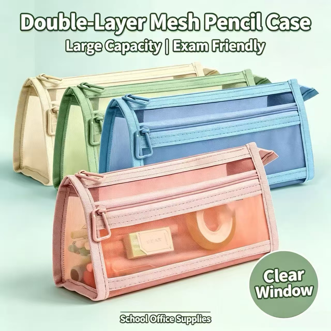 Double Layer Clear Mesh Pencil - Clear Mesh Pencil Pouch For Exam review and price