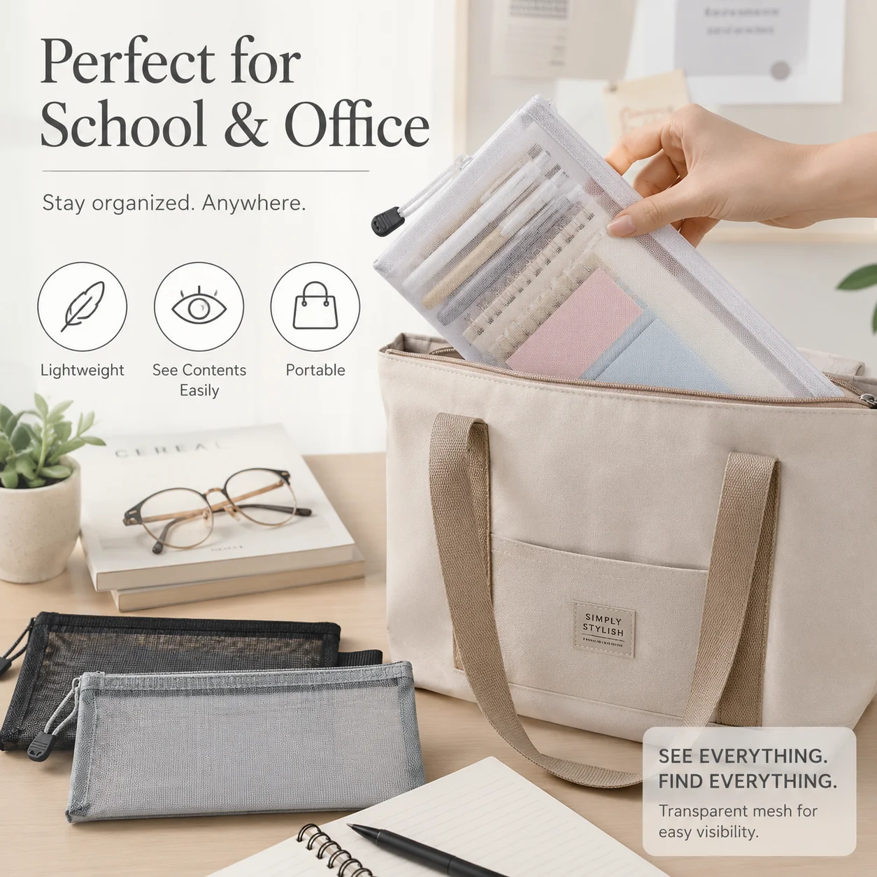 Transparent Mesh Pen Bag, Clea - Clear Mesh Pencil Pouch For Exam review and price