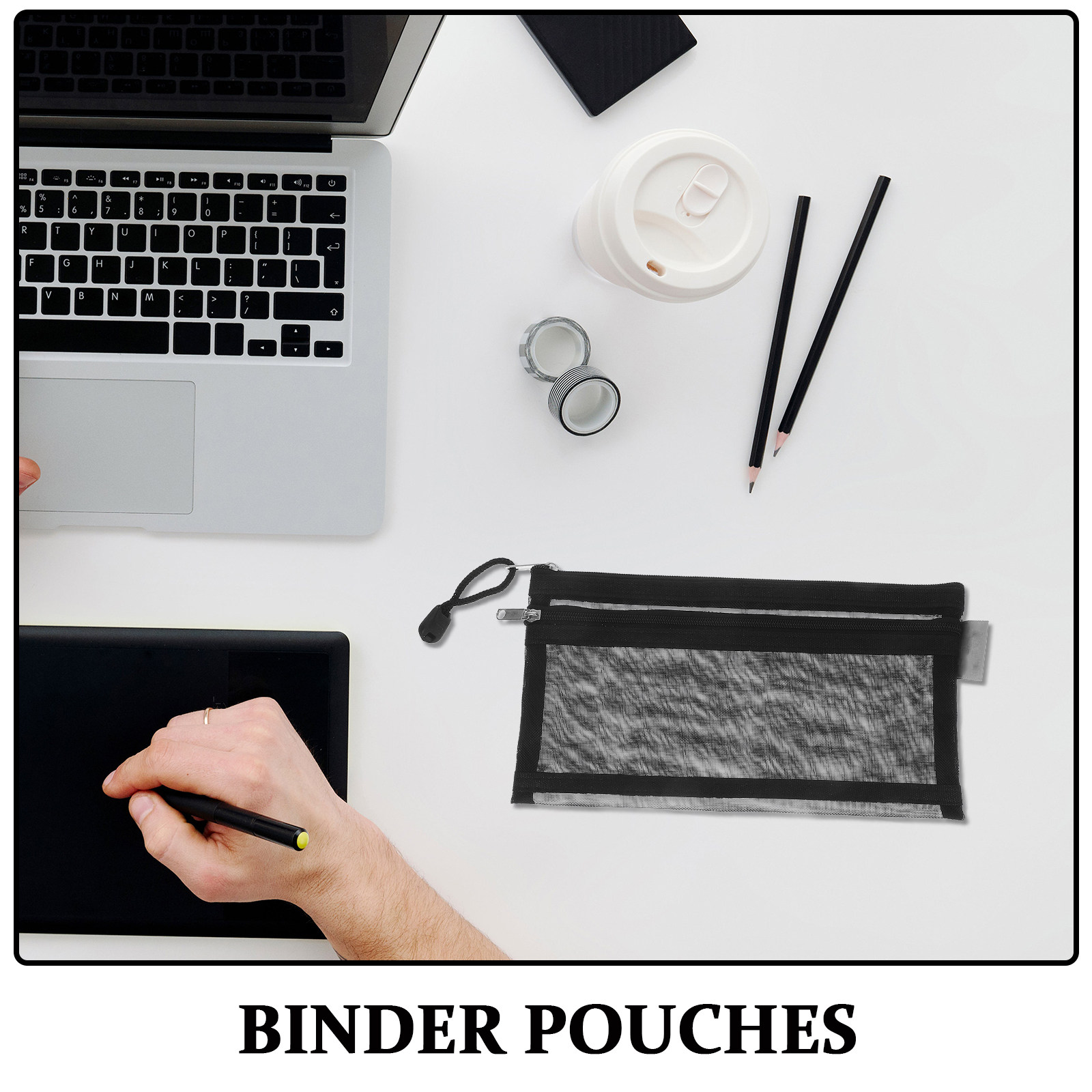 6Pcs Clear Double Layer Nylon  - Clear Mesh Pencil Pouch For Exam review and price