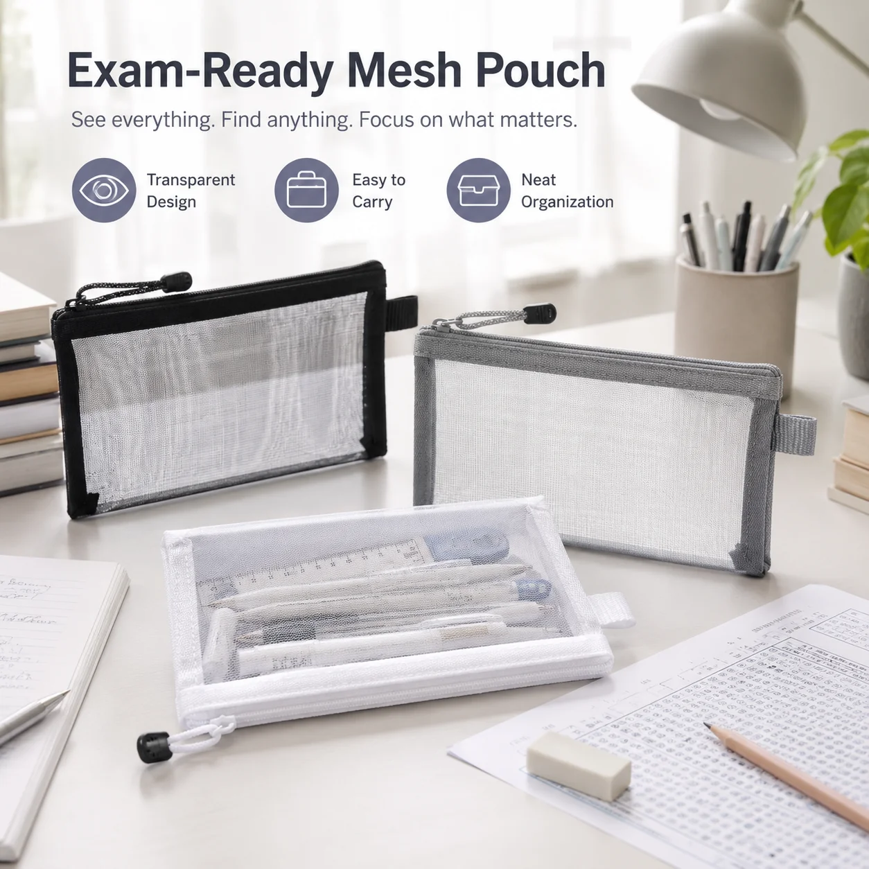 Transparent Mesh Pen Bag Clear - Clear Mesh Pencil Pouch For Exam review and price