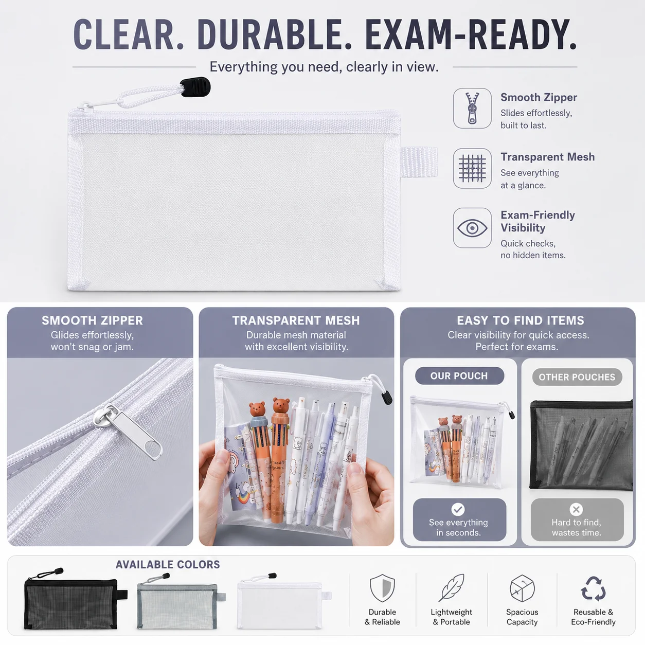 Transparent Mesh Pen Bag Clear - Clear Mesh Pencil Pouch For Exam review and price