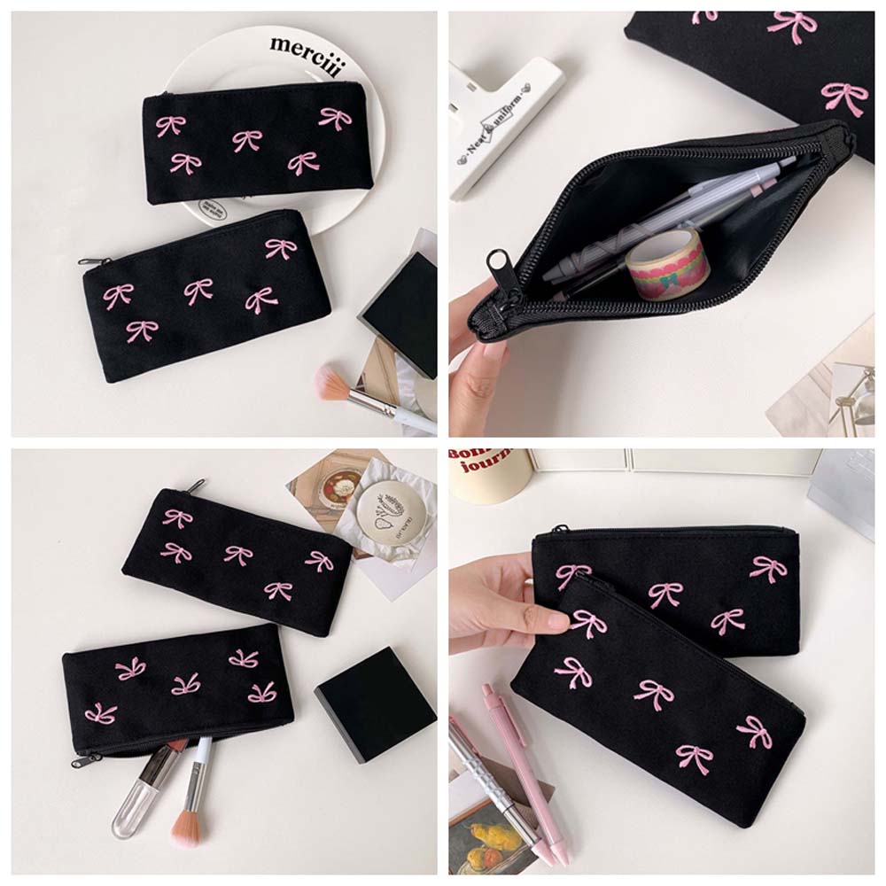 Bowknot Bow Stationery Bag Lar - Aesthetic Large Pencil Case Pouch review and price