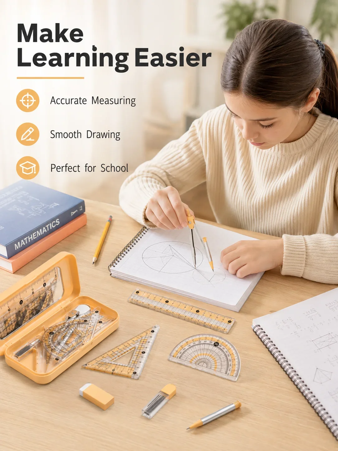 8-Piece Math Geometry Set for  - Math Geometry Set With Compass review and price