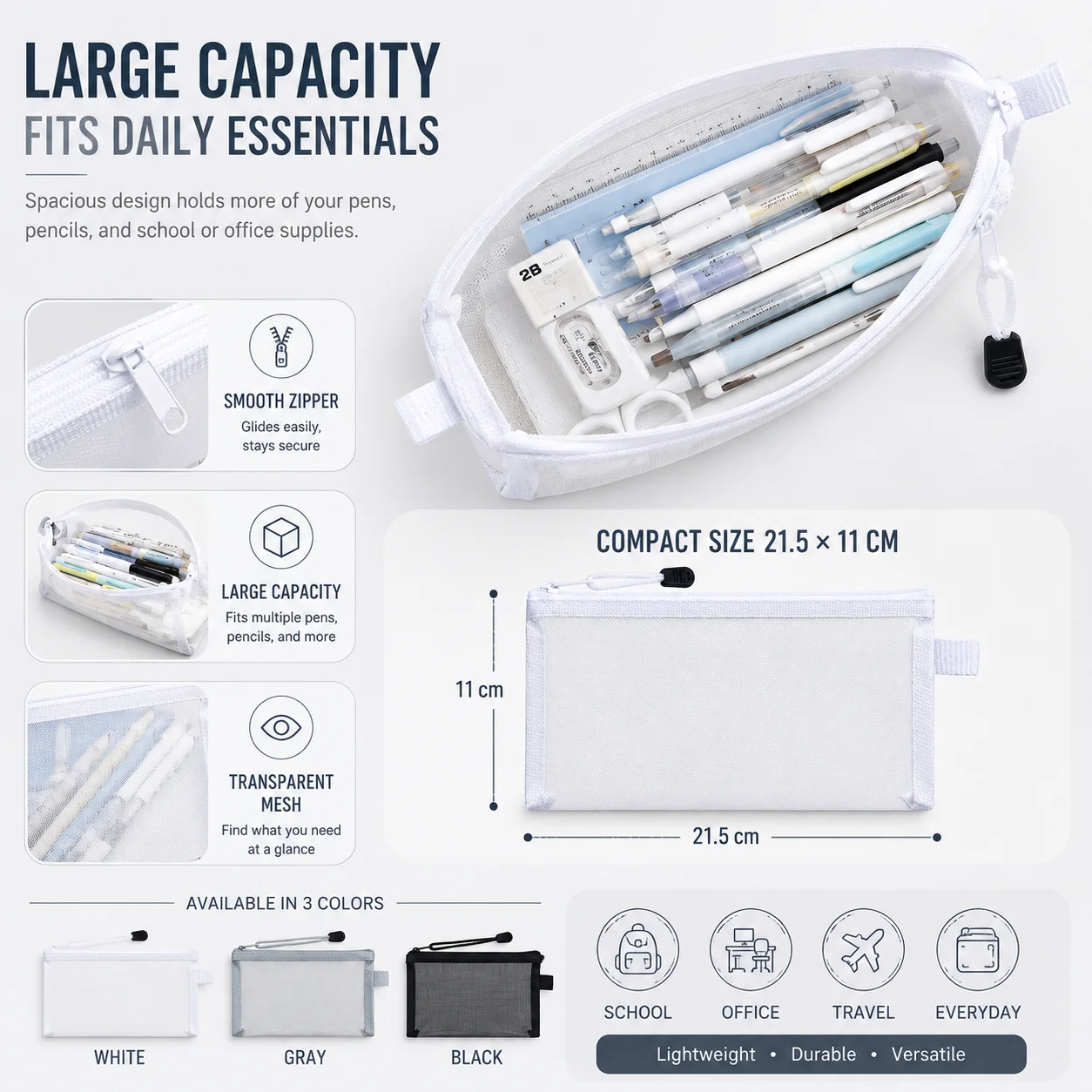 Transparent Mesh Pencil Case C - Clear Mesh Pencil Pouch For Exam review and price