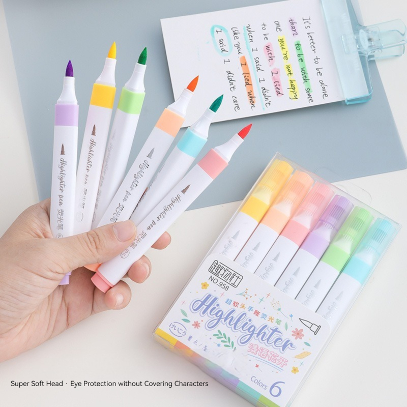 6 Colors Pastel Color Highligh - Pastel Highlighter Set Double Ended review and price