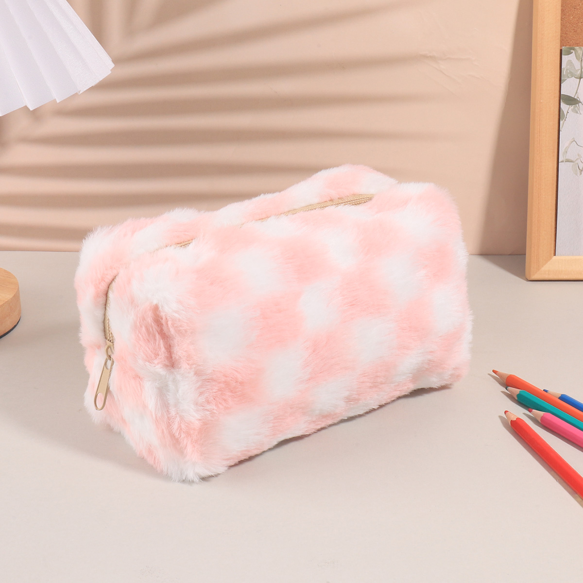 Cute Korean Checkered Pencil C - Aesthetic Large Pencil Case Pouch review and price