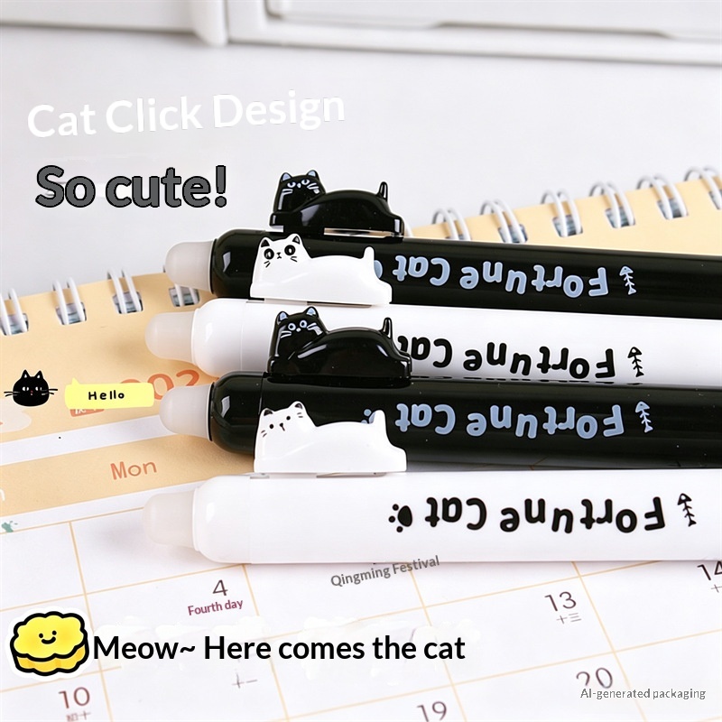 4-Pack Cute Cat Erasable Gel P - Retractable Eraser Pen Click review and price