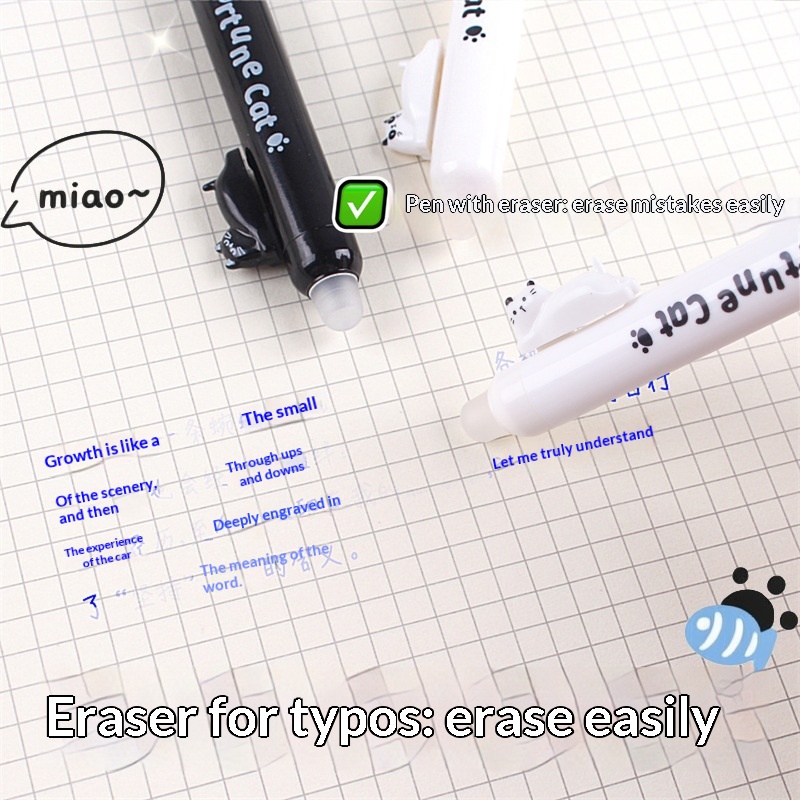 4-Pack Cute Cat Erasable Gel P - Retractable Eraser Pen Click review and price