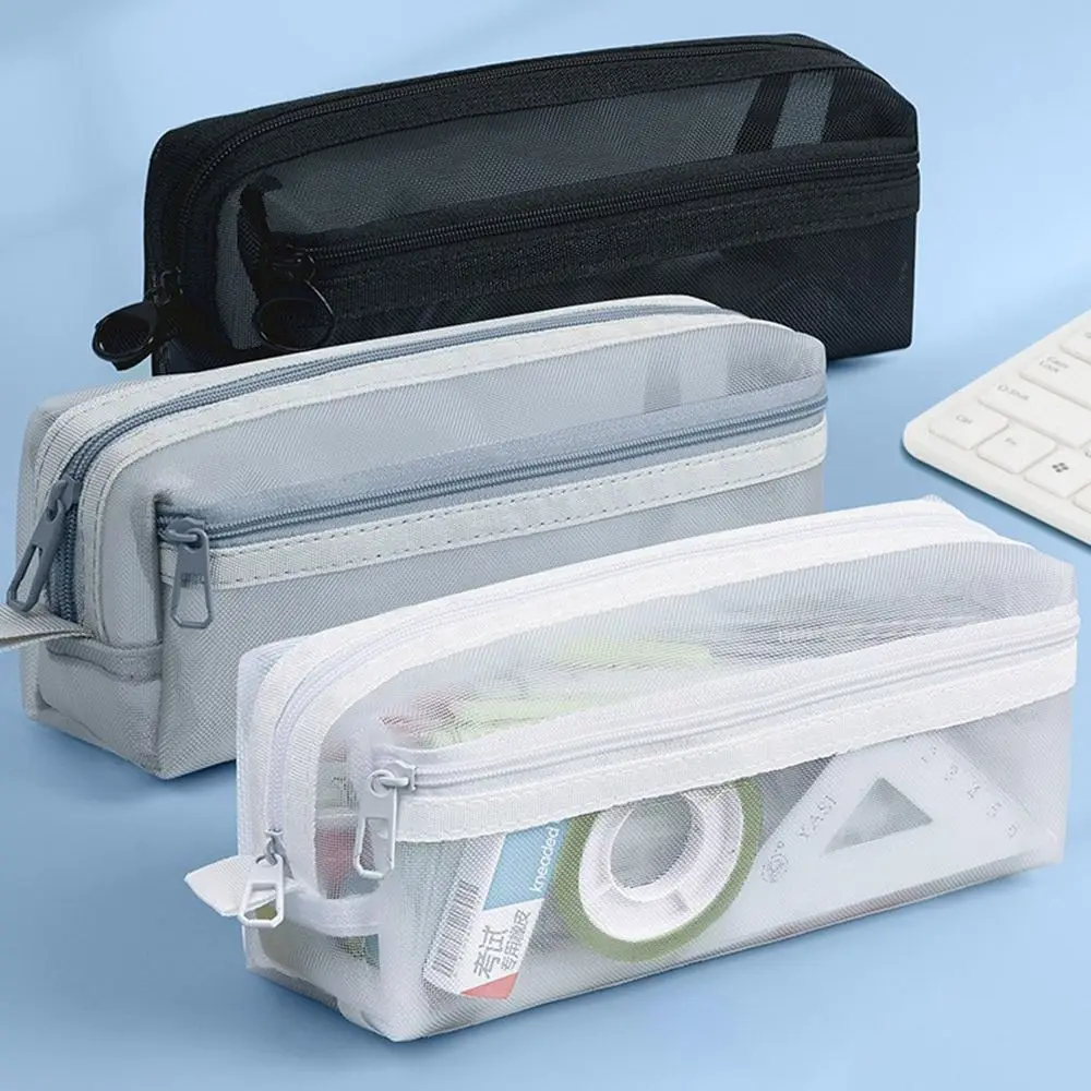 Large Capacity Double-Layer Me - Clear Mesh Pencil Pouch For Exam review and price