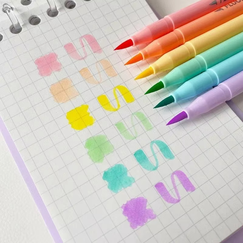 6 colors Soft Brush Fluorescen - Pastel Highlighter Set Double Ended review and price